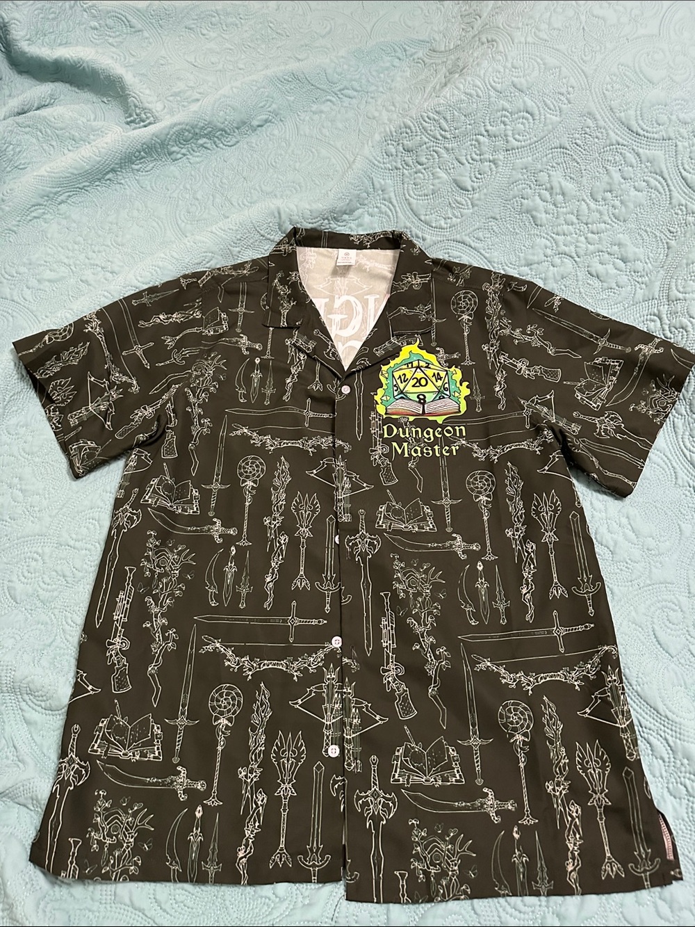 Dungeon Master Olive Green Short-Sleeve Button-Down Shirt